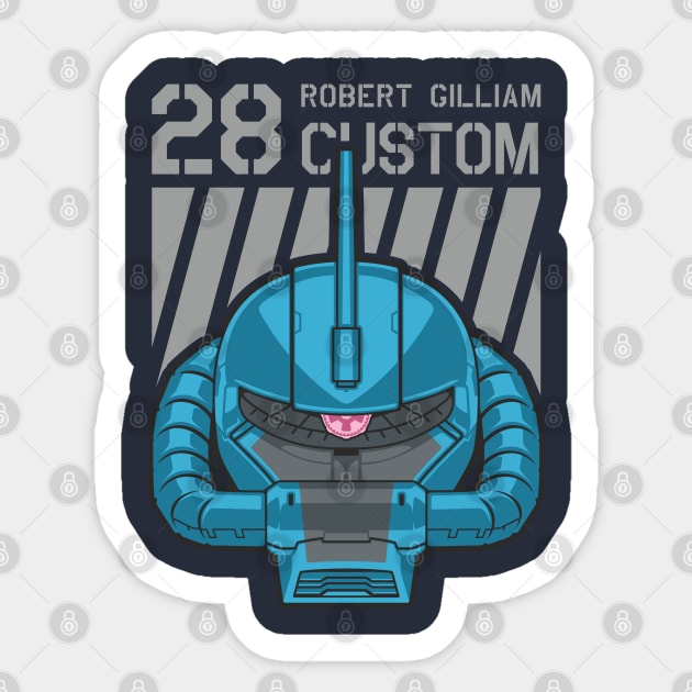 Zaku II Robert Gilliam Sticker by don_kuma